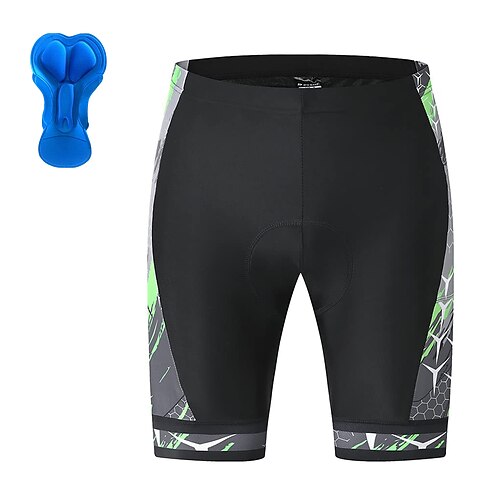 

21Grams Men's Bike Shorts Cycling Shorts Bike Bottoms Mountain Bike MTB Road Bike Cycling Sports Geometic 3D Pad Cycling Breathable Quick Dry Green Orange Polyester Spandex Clothing Apparel Bike Wear