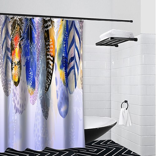 

Feather Pattern Bathroom Curtain The view Of Mountains Shower Curtain Casual Polyester New Design