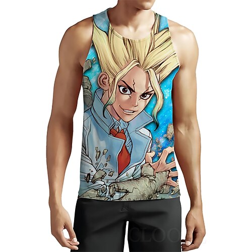 

Inspired by Dr Stone Ishigami Senku Cosplay Costume T-shirt 100% Polyester Pattern Harajuku Graphic Kawaii Vest For Men's / Sleeveless