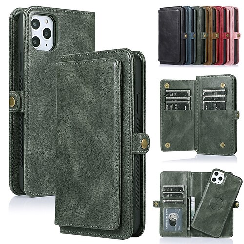 

Phone Case For Apple Wallet Card iPhone 13 Pro Max 12 11 SE 2022 X XR XS Max 8 7 Zipper Shockproof with Removable Cross Body Strap Solid Colored TPU PU Leather