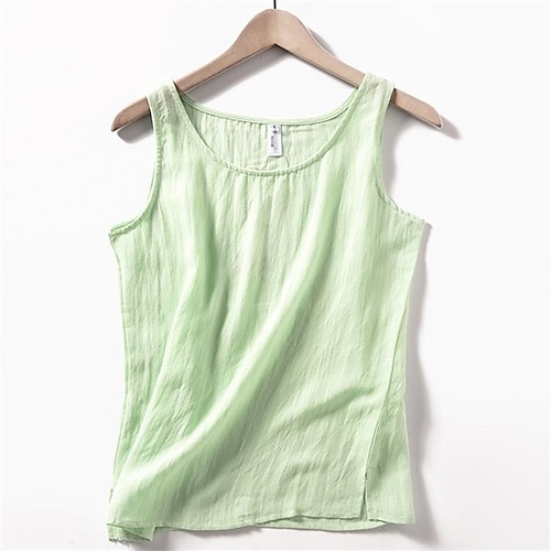 

summer new solid color cotton and linen bottoming vest women's sleeveless trendy ins korean version top outer wear t-shirt women