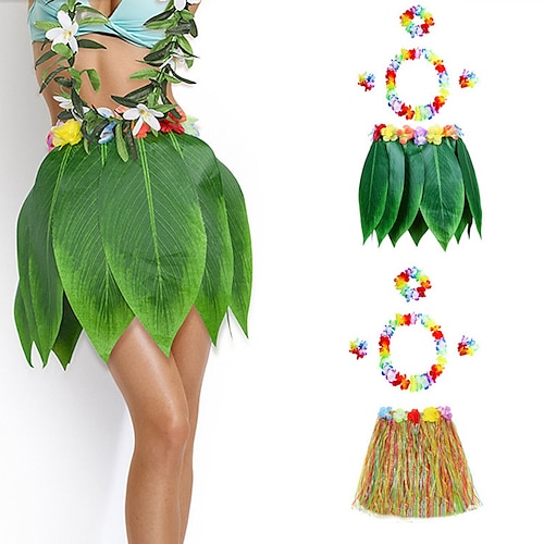 

72CM Simulation Leaf Skirt Hawaiian Party Supplies Stage Performance Costume Game Props Garland Hula Set