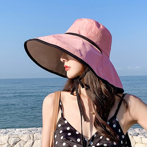 

Women's Sun Hat Bucket Hat Hiking Hat Wide Brim Summer Outdoor Portable Ultra Light (UL) Breathable Quick Dry Hat Polyester grey blue Pink purple Rose Purple for Hunting Fishing Climbing