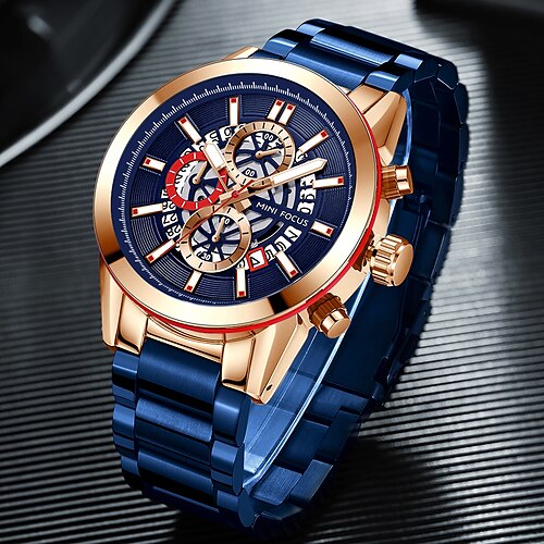 

Mini focus hommes montre à quartz sports de plein air mode bling calendrier lumineux étanche décoration montre en alliage