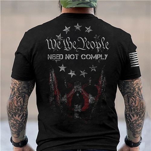 

Men's Unisex T shirt 3D Print Graphic Prints We The People Letter Crew Neck Street Daily Print Short Sleeve Tops Casual Designer Big and Tall Sports Black Navy Blue