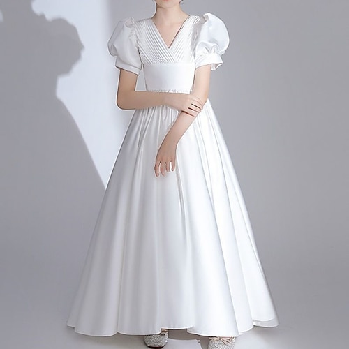 

Kids Girls' Dress Color Block A Line Dress Asymmetrical Dress Performance Bow Cotton Short Sleeve Princess Dress 3-12 Years Spring White