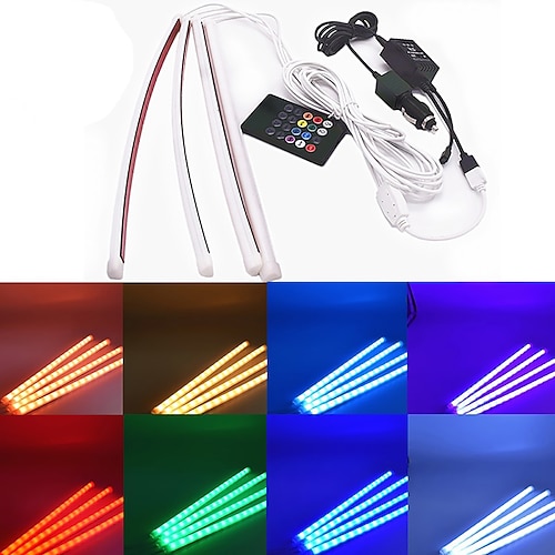 

OTOLAMPARA 72W Car Styling Decorative Bulbs LED Interior Light IP67 Waterproof Ambient Lamps Voice Music Control Auto Colorful Strip Lights 4pcs