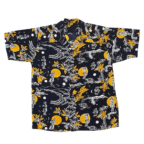 

Men's Shirt Floral Turndown Street Casual Button-Down Short Sleeve Tops Casual Fashion Comfortable Beach Black