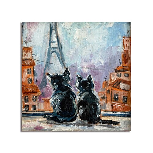 

Oil Painting Hand Painted Square Abstract Architecture Modern Stretched Canvas