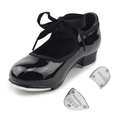 

chaussures de claquettes pour femme chaussures de danse chaussures folklorico formation pratique professionnel talon professionnel rythme talon épais bout rond lacets adulte noir