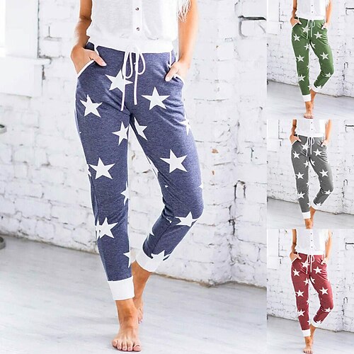 

Women's Sweatpants Drawstring Pocket Cotton Stars Sport Athleisure Bottoms Breathable Soft Comfortable Everyday Use Street Casual Daily Activewear Outdoor
