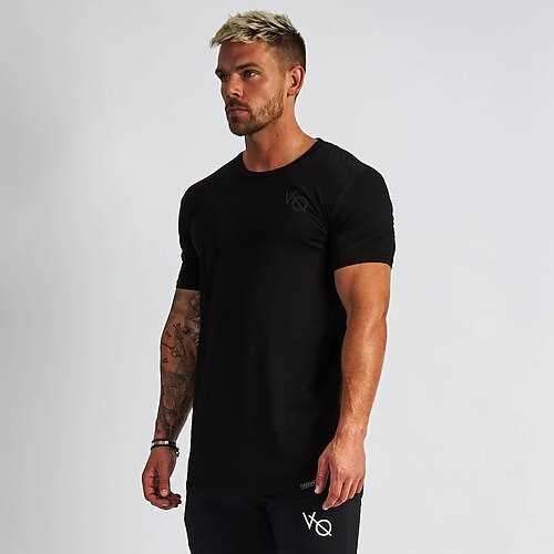 

Men's Workout Shirt Running Shirt Short Sleeve Tee Tshirt Athletic Athleisure Cotton Breathable Moisture Wicking Soft Running Active Training Walking Sportswear Activewear Solid Colored Dark Grey