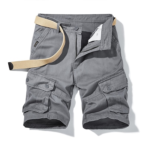 

Men's Classic Style Fashion Shorts Cargo Shorts Multi Pocket Knee Length Pants Casual Daily Solid Color Comfort Breathable Mid Waist Black Gray Army Green Khaki 32 34 36 38 40