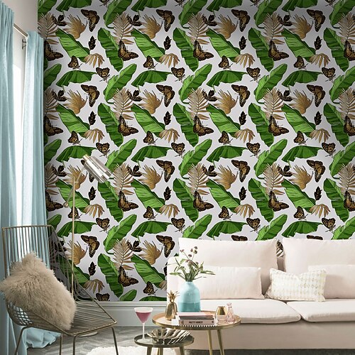 

Frosted Texture Banana Leaf Pattern Wallpaper Living Room Tv Background Wall Decoration Waterproof Self-adhesive Wallpaper