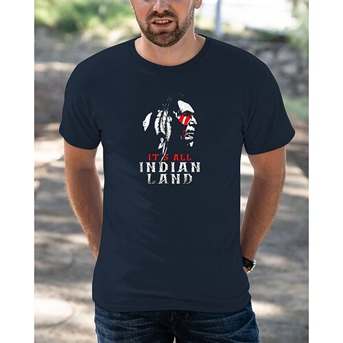 

Men's T shirt Hot Stamping Human face Letter Round Neck Casual Daily Print Short Sleeve Tops Simple Basic Blue Black Army Green