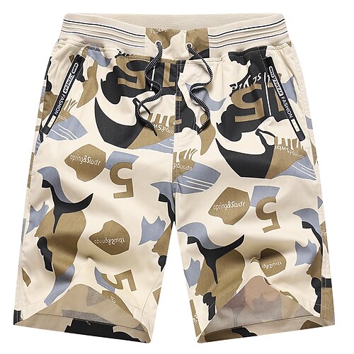 

Men's Casual Sports Shorts Beach Shorts Multiple Pockets Knee Length Pants Inelastic Camouflage Solid Color Lightweight Sports Mid Waist Black Green Blue Khaki Royal Blue L XL XXL 3XL 4XL