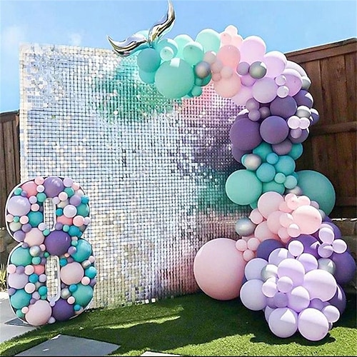 

Mermaid Balloons Party Decorations Mermaid Tail Balloons Giant Bobo Balloons Pink Blue Purple Balloons Silver Balloons Balloon Arch Kit for Mermaid Birthday Party