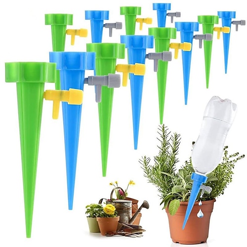

12pcs Watering Spikes Auto Drip Irrigation Watering System Dripper Spike Kits Garden Household Plant Flower Automatic Waterer Tools
