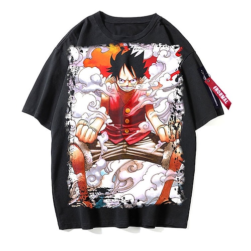 

Inspired by One Piece Monkey D. Luffy Cosplay Costume T-shirt Polyester / Cotton Blend Pattern Harajuku Graphic Kawaii T-shirt For Men's / Women's / Couple's