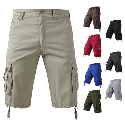 

Men's Cargo Shorts Capri shorts Multi Pocket Multiple Pockets Solid Color Comfort Breathable Calf-Length Sports Outdoor Casual Daily 100% Cotton Fashion Streetwear Black Wine