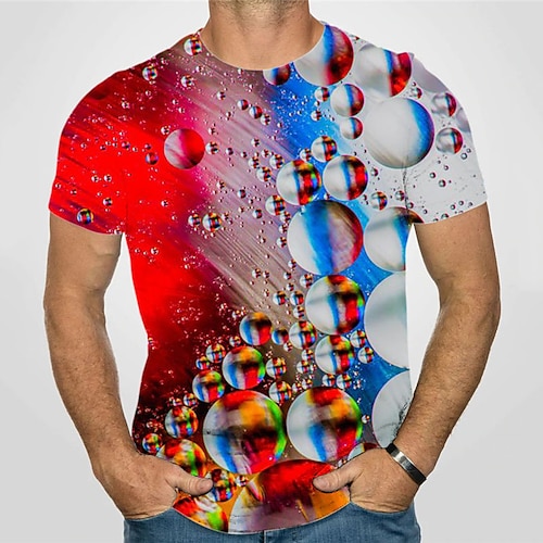 

Men's Unisex T shirt Tee 3D Print Graphic Prints Geometry Crew Neck Street Daily Print Short Sleeve Tops Casual Designer Big and Tall Sports Red