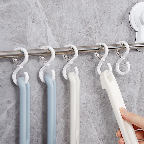 

8 S-shaped Lock Hooks Household Hats Bags Hangers Buckle-type Windproof Drying Racks Kitchen Bathroom Storage