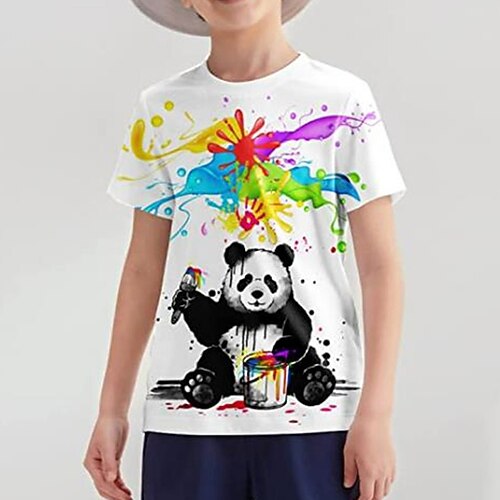 

Kids Boys T shirt Animal Outdoor 3D Print Short Sleeve Crewneck Active 3-12 Years Spring White
