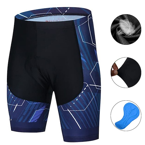 

21Grams Men's Bike Shorts Cycling Shorts Bike Padded Shorts / Chamois Bottoms Mountain Bike MTB Road Bike Cycling Sports Stripes 3D Pad Cycling Breathable Quick Dry Dark Blue Polyester Spandex