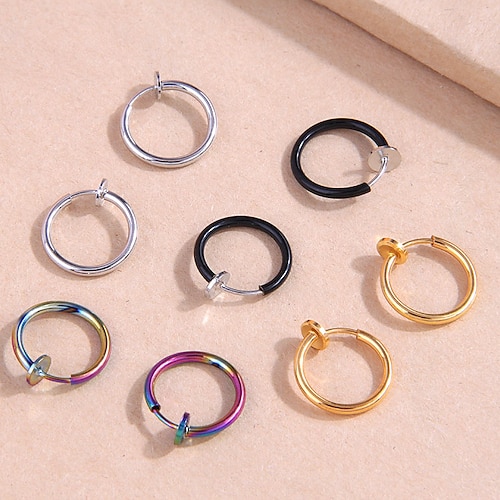 

1 Pair Ear Clips For Women's Street Sport Birthday Stainless Steel Classic Fashion