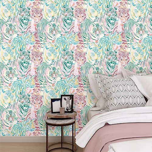 

Tiger Texture Self-adhesive Wallpaper Eco-friendly Waterproof Removable Living Room Wall Stickers
