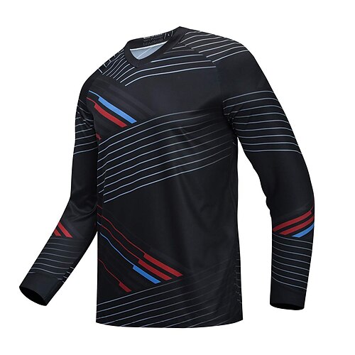 

21Grams Men's Downhill Jersey Short Sleeve Mountain Bike MTB Road Bike Cycling Black Stripes Bike Breathable Quick Dry Moisture Wicking Polyester Spandex Sports Stripes Clothing Apparel / Athleisure