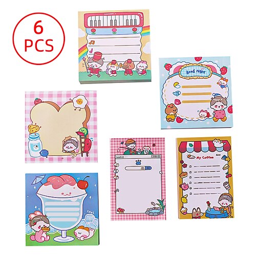 

6 pcs Sticky Notes 3.52.3 inch Colorful Paper Self-adhesive Post It Notes for School Office Business