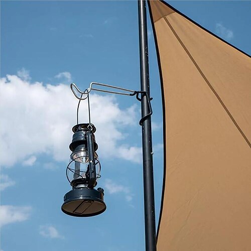 

Camping Gas Lamp Hook Camping Tent Lamp Hanger Stainless Steel Portable Storage Hook Canopy Pole Clip Lamp Holder