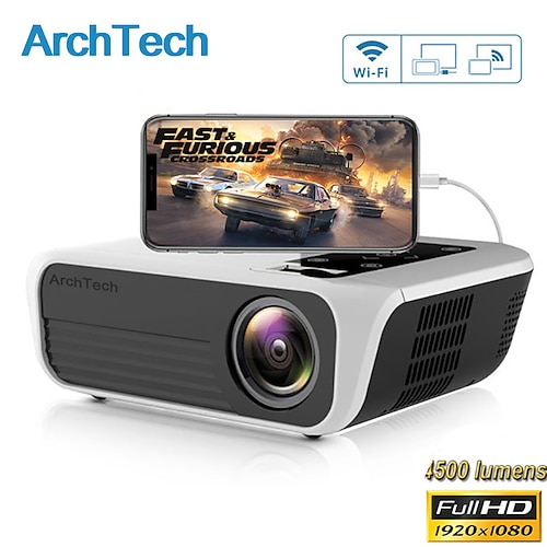 

HODIENG ArchTech T8 LED Projector WiFi Bluetooth Projector 1080P (1920x1080) 200 lm Compatible with TV Stick HDMI USB TF VGA