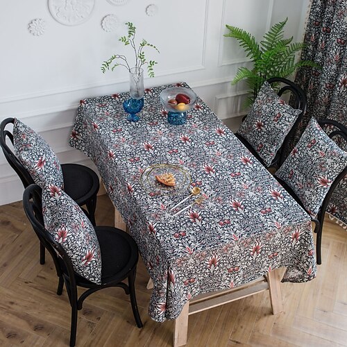 

Farmhouse Style Tablecloth Cotton Linen Rectangle Table Cloths for Kitchen Dining, Party, Holiday, Christmas, Buffet