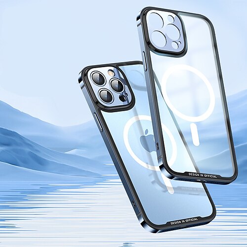 

Phone Case For Apple Magnetic Adsorption iPhone 13 12 Pro Max Support Wireless Charging Solid Colored TPU Stainless Steel Aluminum Alloy