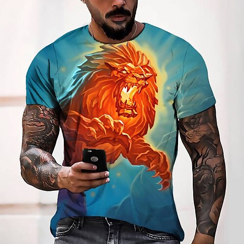 

Men's Tee T shirt Tee 3D Print Graphic Round Neck Casual Daily 3D Print Short Sleeve Tops Fashion Designer Cool Comfortable Green Blue Purple