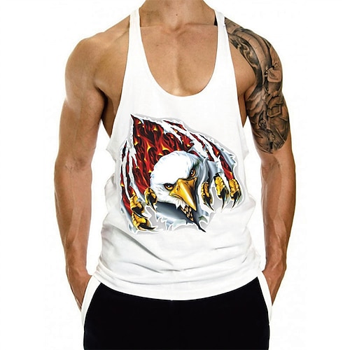 

Men's Tank Top Vest Bird Graphic Prints Crew Neck Wine Gray White Black Hot Stamping Plus Size Outdoor Daily Sleeveless Print Clothing Apparel Fashion Designer Classic Hawaiian / Summer / Summer