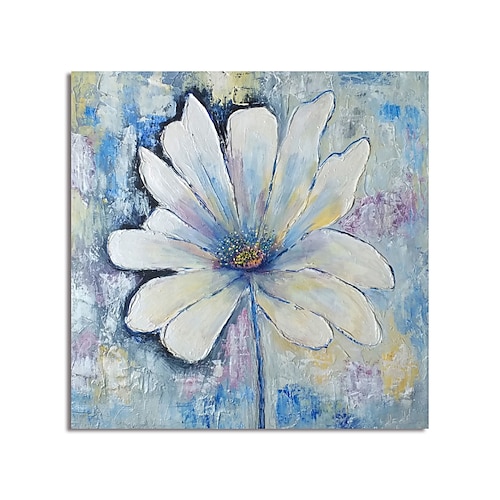 

Oil Painting Hand Painted Square Abstract Floral / Botanical Modern Stretched Canvas