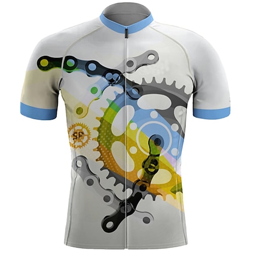 

21Grams Men's Cycling Jersey Short Sleeve Bike Top with 3 Rear Pockets Mountain Bike MTB Road Bike Cycling Breathable Quick Dry Moisture Wicking Reflective Strips White Gear Polyester Spandex Sports