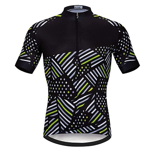 

21Grams Men's Cycling Jersey Short Sleeve Bike Top with 3 Rear Pockets Mountain Bike MTB Road Bike Cycling Breathable Quick Dry Moisture Wicking Reflective Strips Black Polka Dot Stripes Polyester