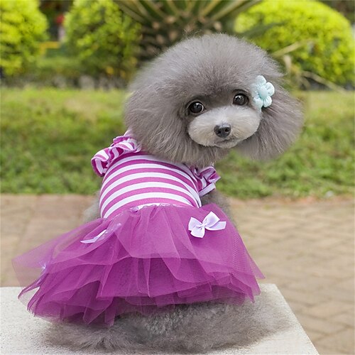 

New Striped Dog Skirt Pet Princess Skirt Teddy Small Dog