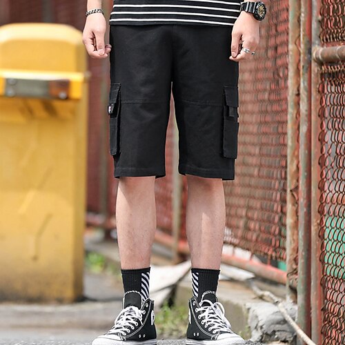 

Men's Classic Style Fashion Shorts Cargo Shorts Drawstring Multi Pocket Elastic Drawstring Design Knee Length Pants Casual Daily Camouflage Solid Color Comfort Breathable Mid Waist Green Black Army