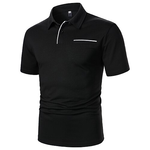 

Men's Golf Shirt Dress Shirt Casual Shirt Shirt Print Curve Geometry Button Down Collar Casual Daily Color Block Button-Down Short Sleeve Tops Simple Color Block Casual Fashion Black