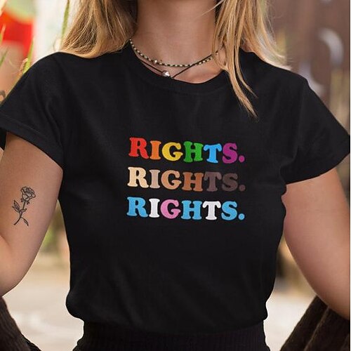 

Rights Top T-Shirt Summer Fashion LGBT Letter Printing Pattern Short-Sleeved Women's T-Shirt