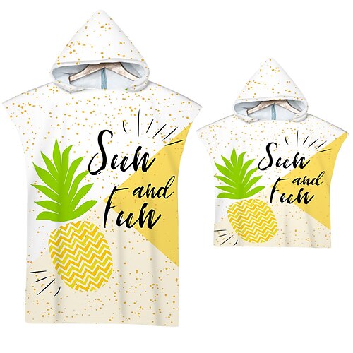 

1PCS Pineapple Hooded Wear Bath Towel Beach Towel Cape Seaside Dressing Bathrobe Printed Hooded Bath Towel,Kids Beach Towels