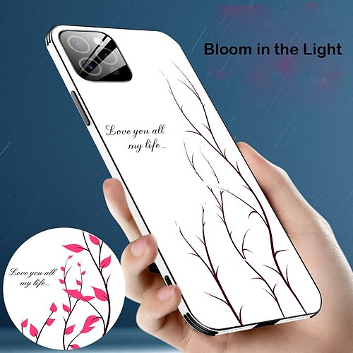 

Phone Case For Apple Back Cover iPhone 13 12 Pro Max Bumper Frame Double Sided Soft Edges Solid Colored Tempered Glass