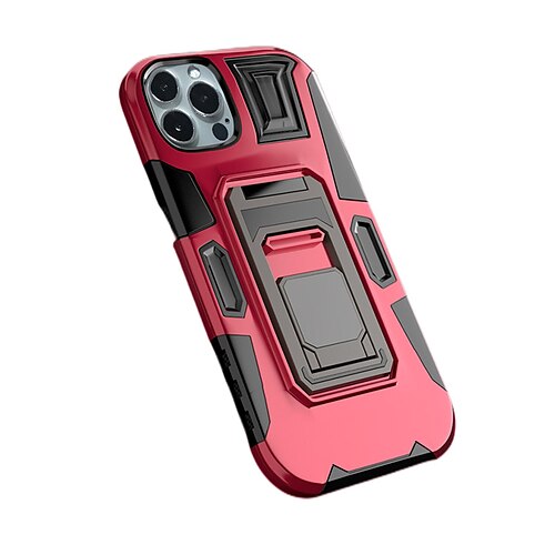 

Phone Case For Apple Back Cover iPhone 13 12 Pro Max Mini Portable with Stand Shockproof Solid Colored Geometric Pattern Aluminum Alloy PC