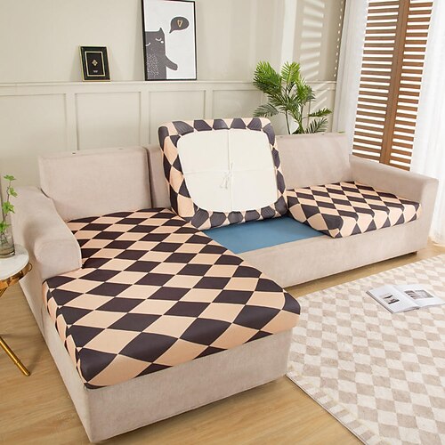 

Stretch Sofa Seat Cushion Cover Slipcover Elastic Couch Armchair Loveseat 4 or 3 Seater Geometric Plaid High Elasticity Four Seasons Universal Super Soft Fabric Retro Hot Sale