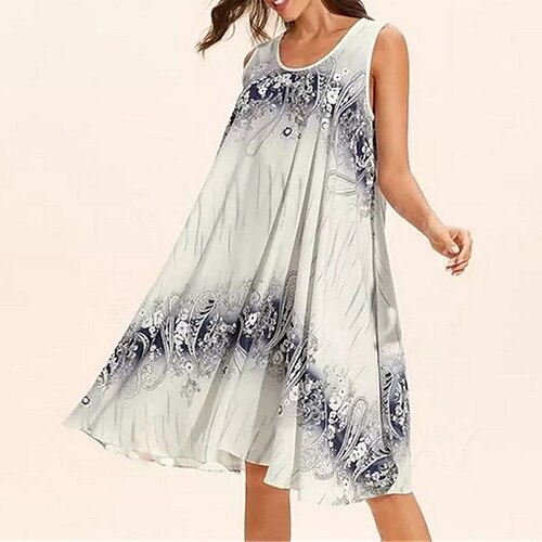 

Women's Casual Dress Swing Dress Mini Dress Purple Royal Blue Dark Blue Sleeveless Striped Print Spring Summer Crew Neck 2022 S M L XL XXL 3XL 4XL 5XL